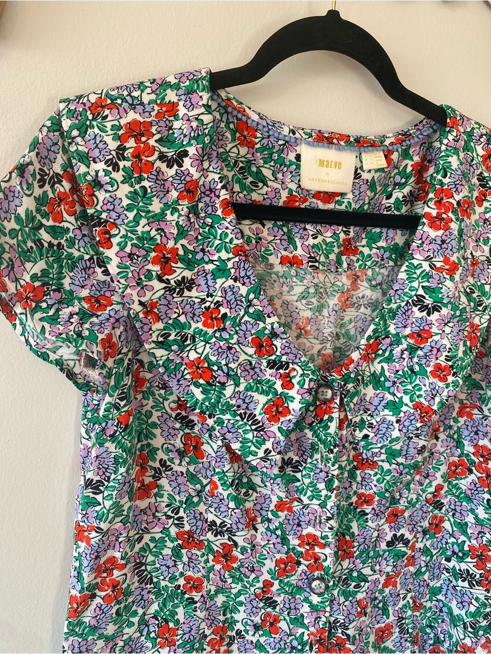 Anthropologie Maeve Floral whimsical top w/ collared detail - French Girl - Picture 5 of 6